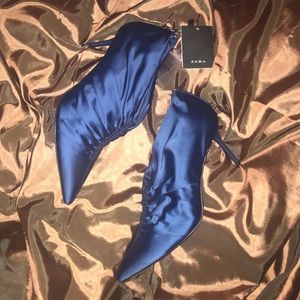 Blue Satin Pumps by Zara